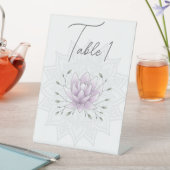 シンプルリーフ&ピンクロータマンダラ結婚ズテーブル 台座サイン (インサイチュ)