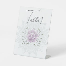 シンプルリーフ&ピンクロータマンダラ結婚ズテーブル 台座サイン