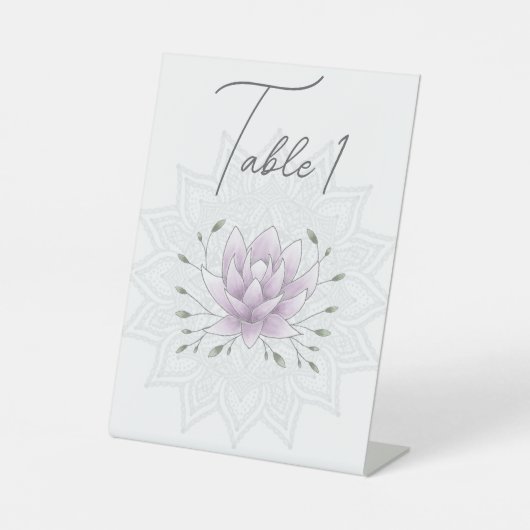 シンプルリーフ&ピンクロータマンダラ結婚ズテーブル 台座サイン (正面)