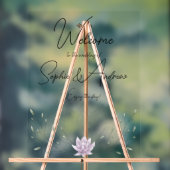 シンプルリーフ&ピンクロータマンダラ結婚ズ・ウェルカム アクリルサイン (ニュートラル)