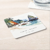 シンプルルビービーチオリンピックナショナル結婚パーク スクエアペーパーコースター (アングル)