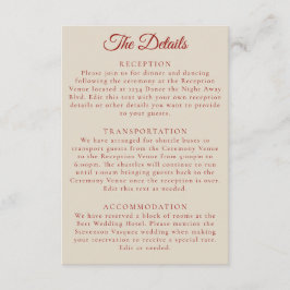 シンプルルビーレッドボーンホワイト結婚ズ詳細 エンクロージャーカード