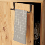 シンプルループ茶色のグリッド線パターパーソナライズされたン キッチンタオル<br><div class="desc">シンプルパーソナライズされたTaupe Brown Grid Linesグラフパターンキッチンタオル</div>