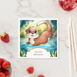 シンプルレイクオッター誕生日 スタンダードカクテルナプキン