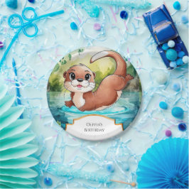 シンプルレイクオッター誕生日 ペーパープレート