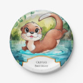 シンプルレイクオッター誕生日 ペーパープレート (正面)