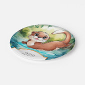 シンプルレイクオッター誕生日 ペーパープレート (アングル)