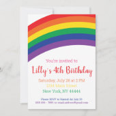 シンプルレインボーパーティの招待状レインボー誕生日 招待状 (正面)