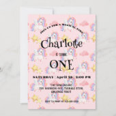 シンプルレインボーモダンユニコーン誕生日パーティー セーブザデート (正面)