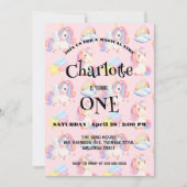 シンプルレインボーモダンユニコーン誕生日パーティー セーブザデート (正面)