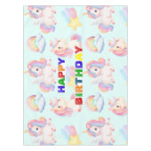 シンプルレインボーモダンユニコーン誕生日パーティー テーブルクロス (正面)