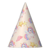 シンプルレインボーモダンユニコーン誕生日パーティー パーティーハット (左)