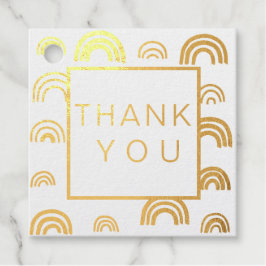 シンプルレインボーモダン金ゴールド縁どウェディングRSVP フェイバータグ