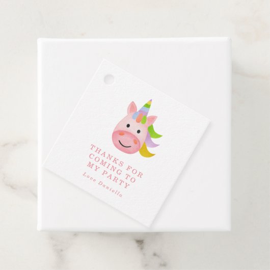 シンプルレインボーユニコーンガールズバースデーパーティー フェイバータグ (インサイチュ)