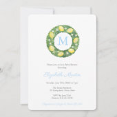 シンプルレエレガントモンズボーイ赤ちゃんシャワーパーティー 招待状 (正面)