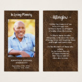 シンプルレザー写真葬儀記念祈りの言葉カード (正面&裏面)