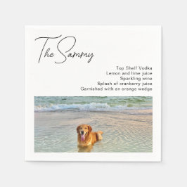 シンプルレシピドッグフォトドリンクモダン結婚ズ スタンダードカクテルナプキン