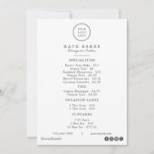 シンプルレストランカフェケーキベーカリーメニュー価格表 シーズンカード (正面)