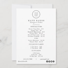 シンプルレストランカフェケーキベーカリーメニュー価格表 シーズンカード