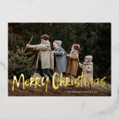 シンプルレタリングモダン2枚メリークリスマス 箔シーズンカード (正面)