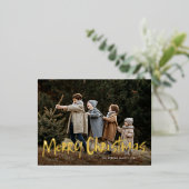 シンプルレタリングモダン2枚メリークリスマス 箔シーズンポストカード (立ち正面)