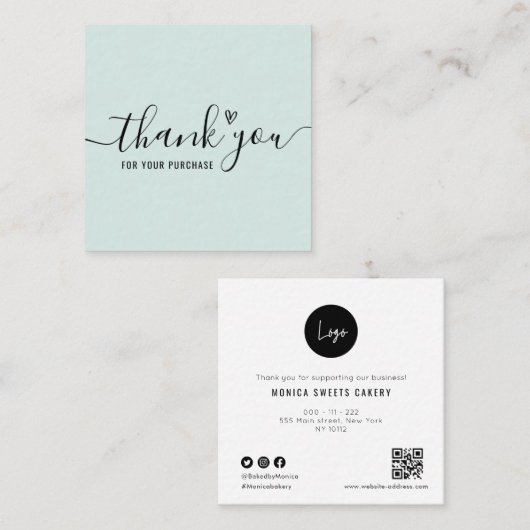 シンプルレタリング感謝していご注文 スクエア名刺 (正面/裏面)