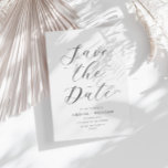 シンプルレタリング結婚式の日付を保存 セーブザデート<br><div class="desc">黒シンプル白デザインとスタイリッシュレタリングモダン。</div>
