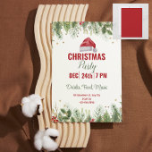 シンプルレッドウォーター色フローラクリスマスパーティー 招待状