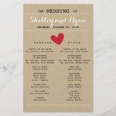 シンプルレッドクラフトハート結婚式 プログラム (正面)