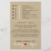 シンプルレッドクラフトハート結婚式 プログラム (裏面)