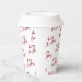 シンプルレッドクリスマスカスタム文字パターンP 紙コップ (左)
