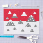 シンプルレッドクリスマスツリーパターン雪の休日 薄葉紙 (クラフト)