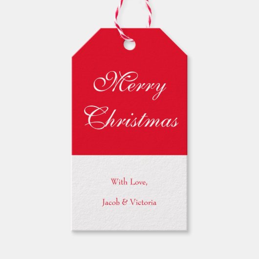 シンプルレッドスクリプトホリデーメリークリスマス ギフトタグ (正面)