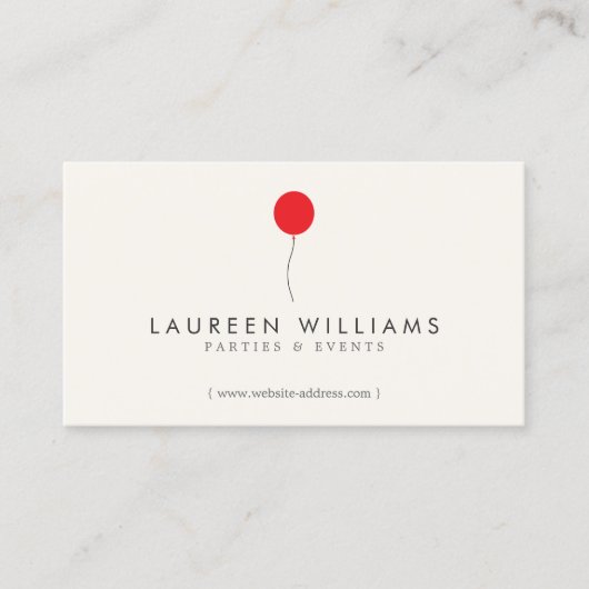 シンプルレッドバルーンIIイベントプランナー、パーティープランナー 名刺 (正面)