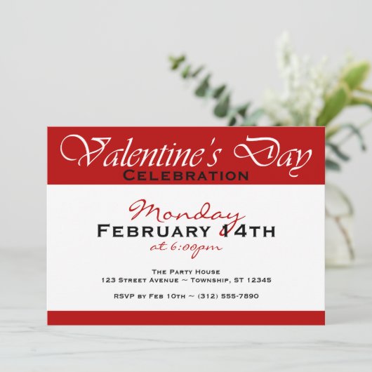 シンプルレッドバレンタインデーお祝い招待状 招待状 (スタンド正面)