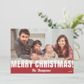 シンプルレッドファミリークリスマスホリデーフォトカード シーズンカード (スタンド正面)