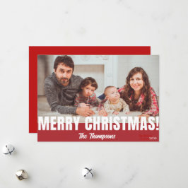 シンプルレッドファミリークリスマスホリデーフォトカード シーズンカード