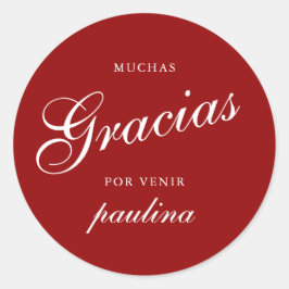 シンプルレッドホワイトキンセアニラグラシアスのスクリプト名 ラウンドシール