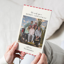 シンプルレッドホワイトストライプキャンディーケインクリスマスカード 招待状