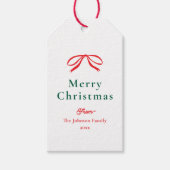 シンプルレッドボウクリスマスホリデー ギフトタグ (正面)