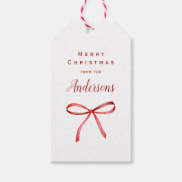 シンプルレッドボウファミリークリスマスプレゼントラベル ギフトタグ