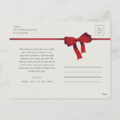 シンプルレッドボウ写真クリスマス シーズンポストカード (裏面)