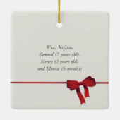 シンプルレッドボウ写真クリスマス セラミックオーナメント (裏面)