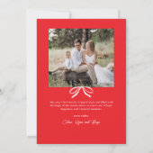 シンプルレッドボウ楕円形フォトクリスマス シーズンカード (裏面)