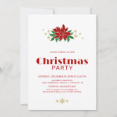 シンプルレッドポインセチアパーティー 招待状 (正面)