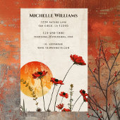 シンプルレッドポピズボホワイルドフラワーズサンセット 名刺