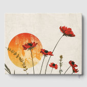 シンプルレッドポピーズボホワイルドフラワーズサンセット結婚ズ ゲストブック (裏面)