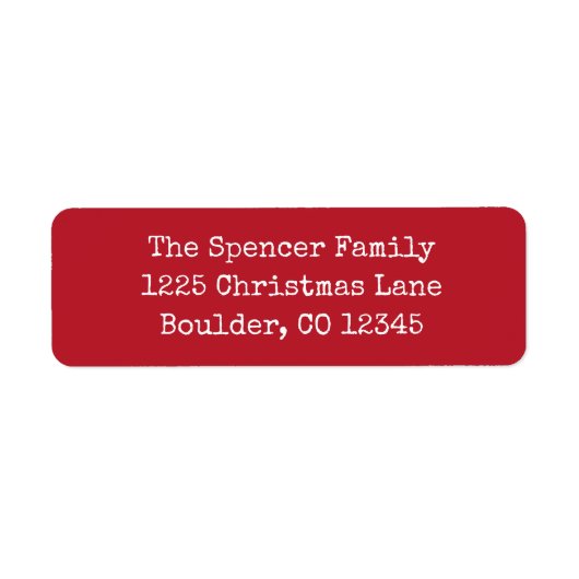 シンプルレッドメリークリスマス差出人住所 ラベル (正面)