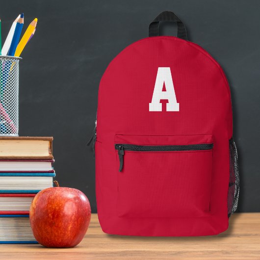 シンプルレッドモノグラム プリントバックパック