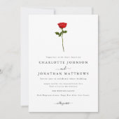 シンプルレッドローズエレガントスクリプト 招待状 (正面)